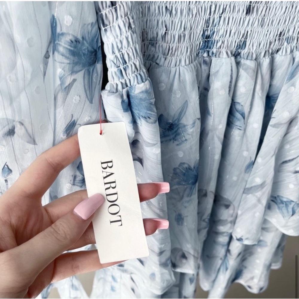 BARDOT | NWT Malina Dress in Blue Lily Print Size Small - Picture 9 of 9